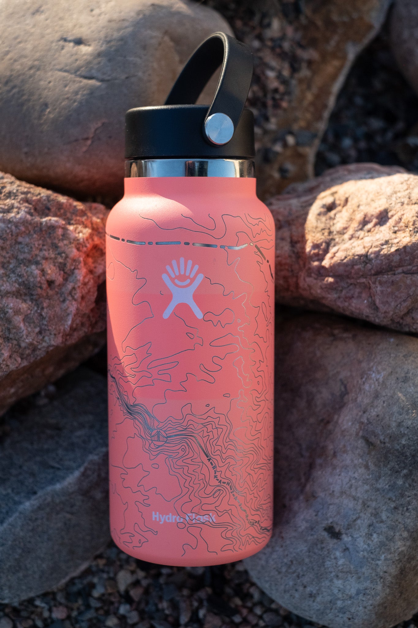 Personalized 32oz Hydro Flask Water Bottle with Topographic Map