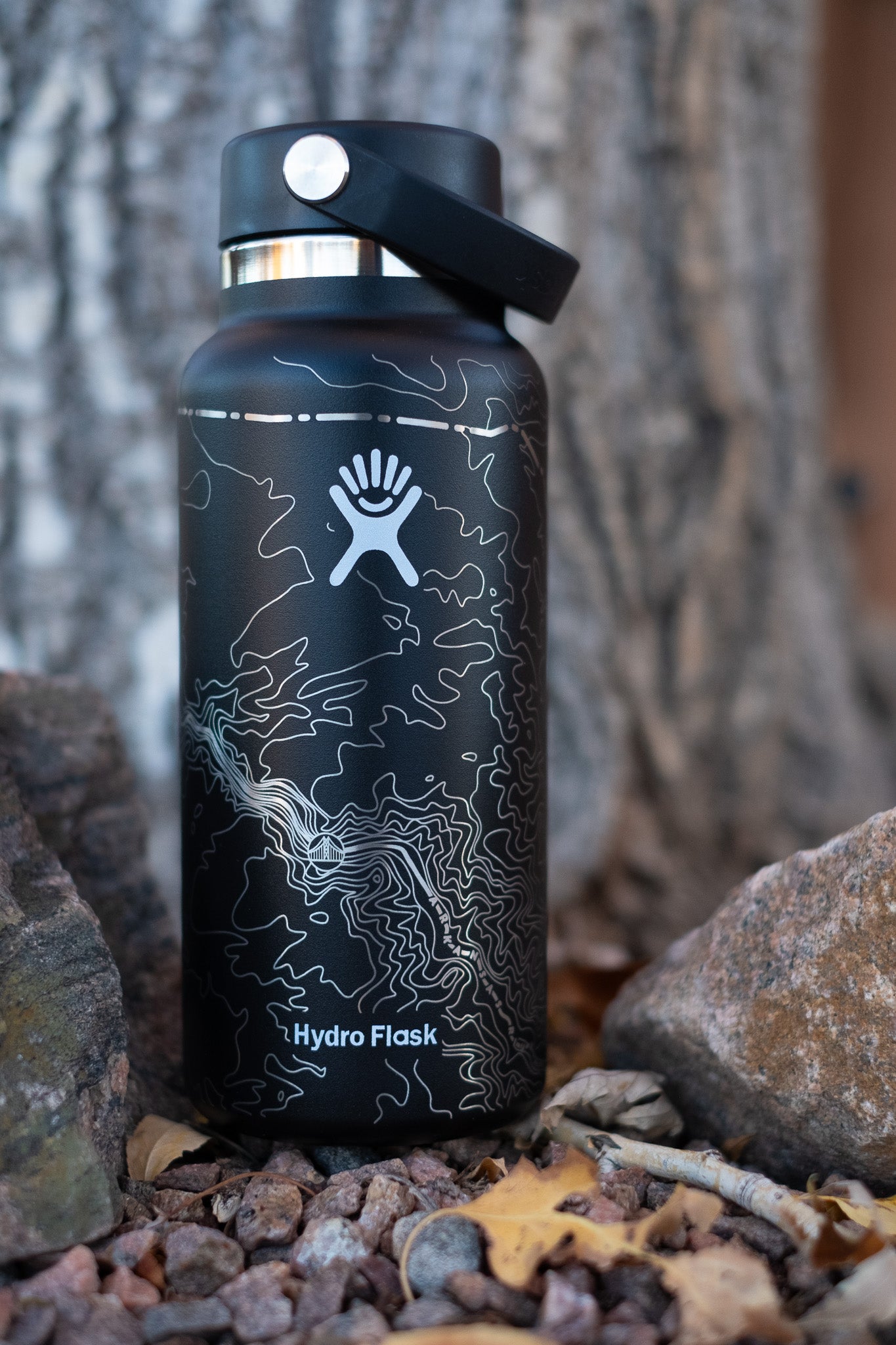 Personalized 32oz Hydro Flask Water Bottle with Topographic Map