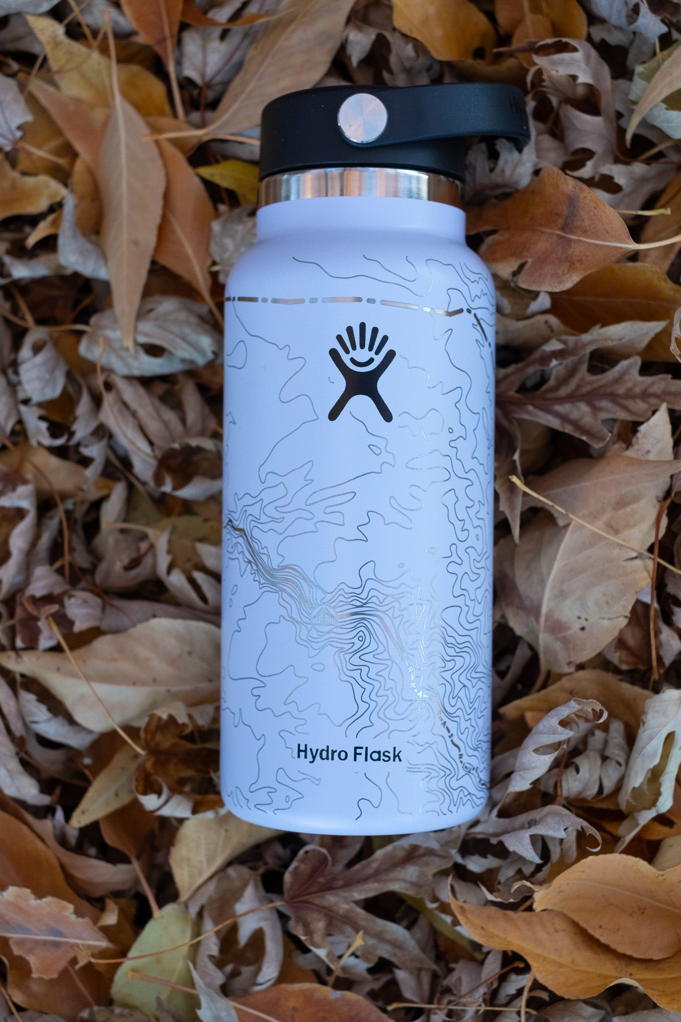 Personalized 32oz Hydro Flask Water Bottle with Topographic Map