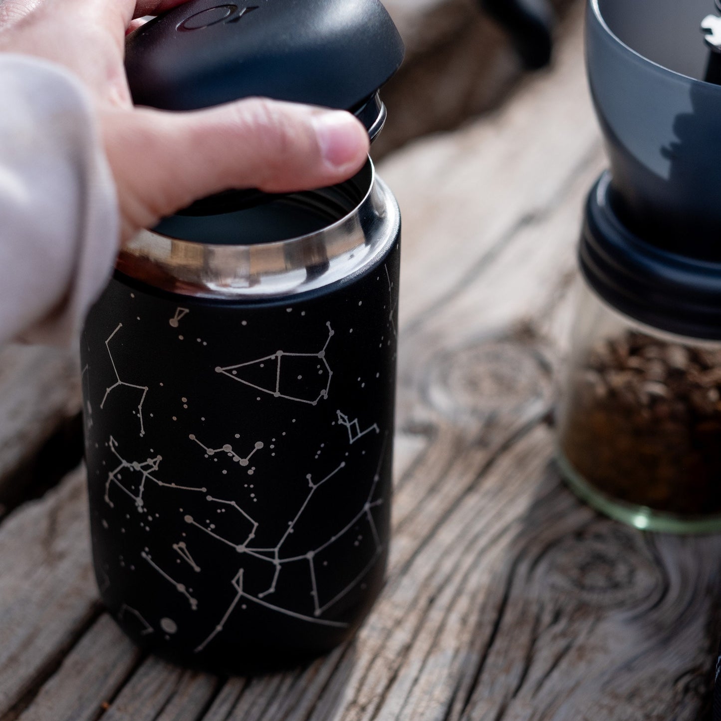 Personalized Modern Black Starry Night 16 oz Fellow Coffee Mug