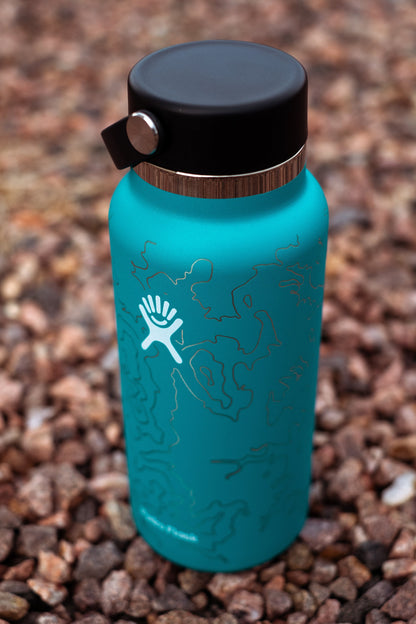 Personalized 32oz Hydro Flask Water Bottle with Topographic Map