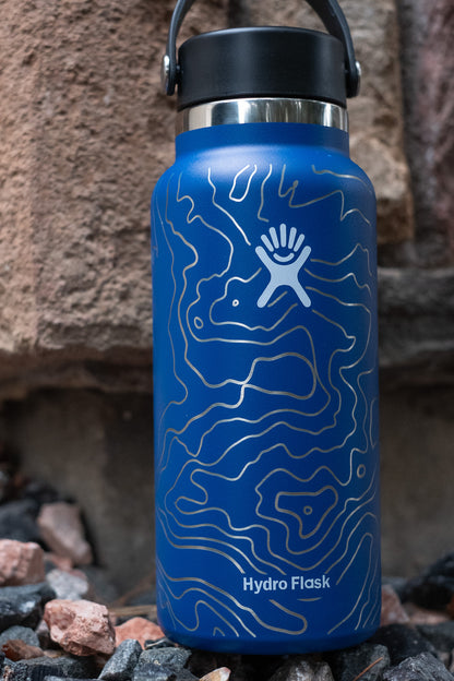 Personalized 32oz Hydro Flask Water Bottle with Topographic Map