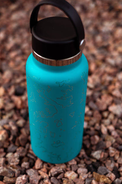 Personalized 32oz Hydro Flask Water Bottle with Topographic Map